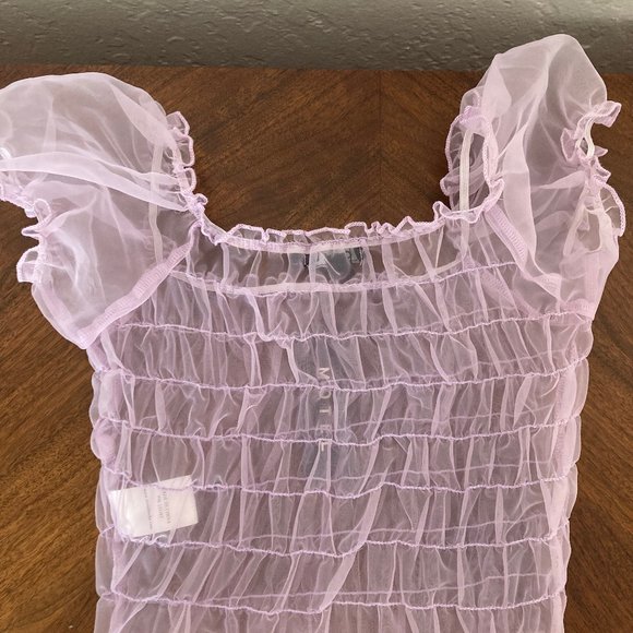 NWT Motel Marilla Sheer Crop Top - Lavender - Picture 3 of 4